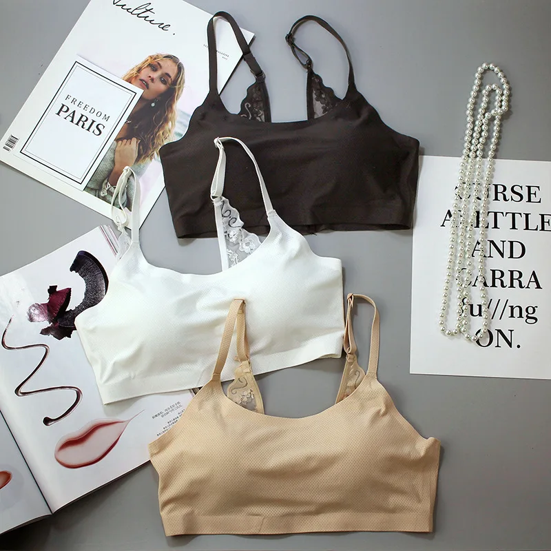 

Thickened chest pad ice bra Shorts sling no steel ring bottom underwear breathable bra beautiful back wrapped chest girl