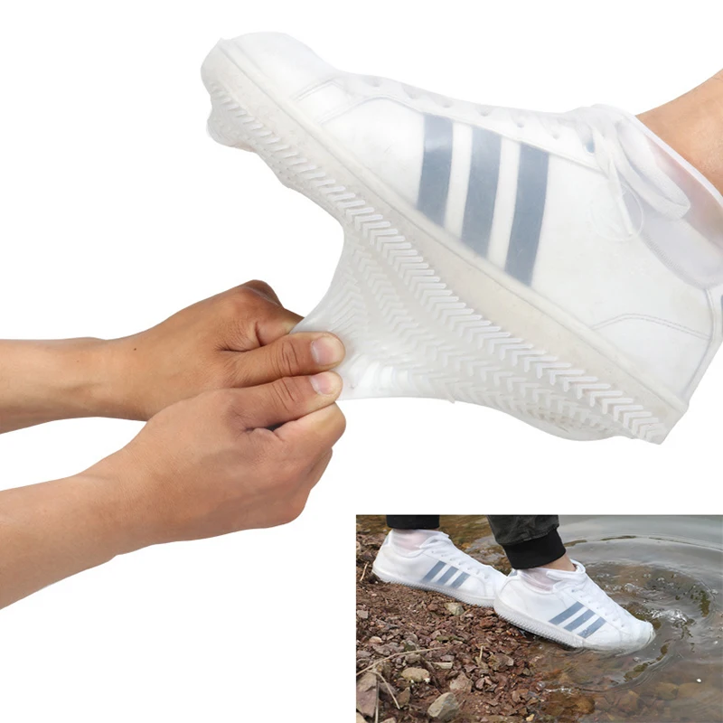 Large Size Cycling Shoes Cover Waterproof Transparent Rainboots Thick Non-slip Wear-resistant Bottom Cover Sport Rainproof Shoes
