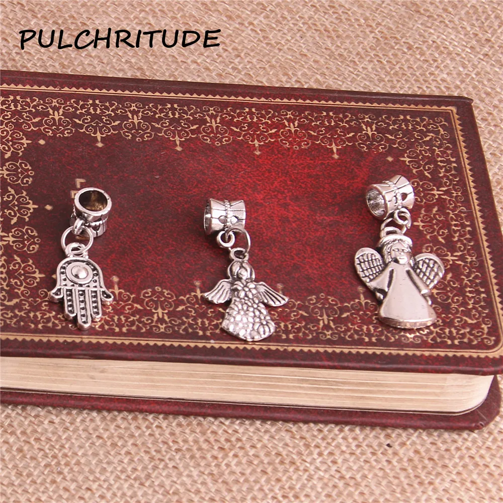 PULCHRITUDE 10 комплектов металлический сплав старинные серебряные бусы Подвеска Крест Хамса ручной Шарм Модный кулон бусины Diy Ювелирные изделия Makingc2077