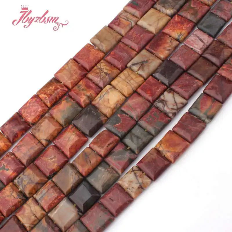 

12/14mm Square Multicolor Picasso Jaspers Beads Loose Natural Stone Beads For Jewelry Making DIY Necklace Bracelet Earring 15"