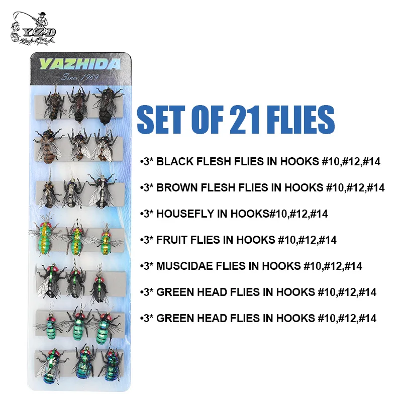 Fly Fishing Flies set 12pcs Mosquito Housefly Realistic Insect Lure for Trout Lure kit flyfishing