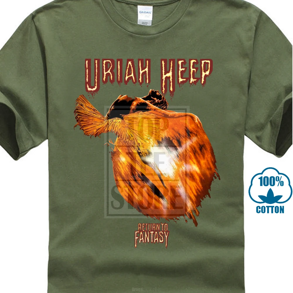 Армейский зеленый Uriah Heep Return To Fantasy черная футболка Styx Nazareth жесткий рок темно фиолетовый - Цвет: Армейский зеленый