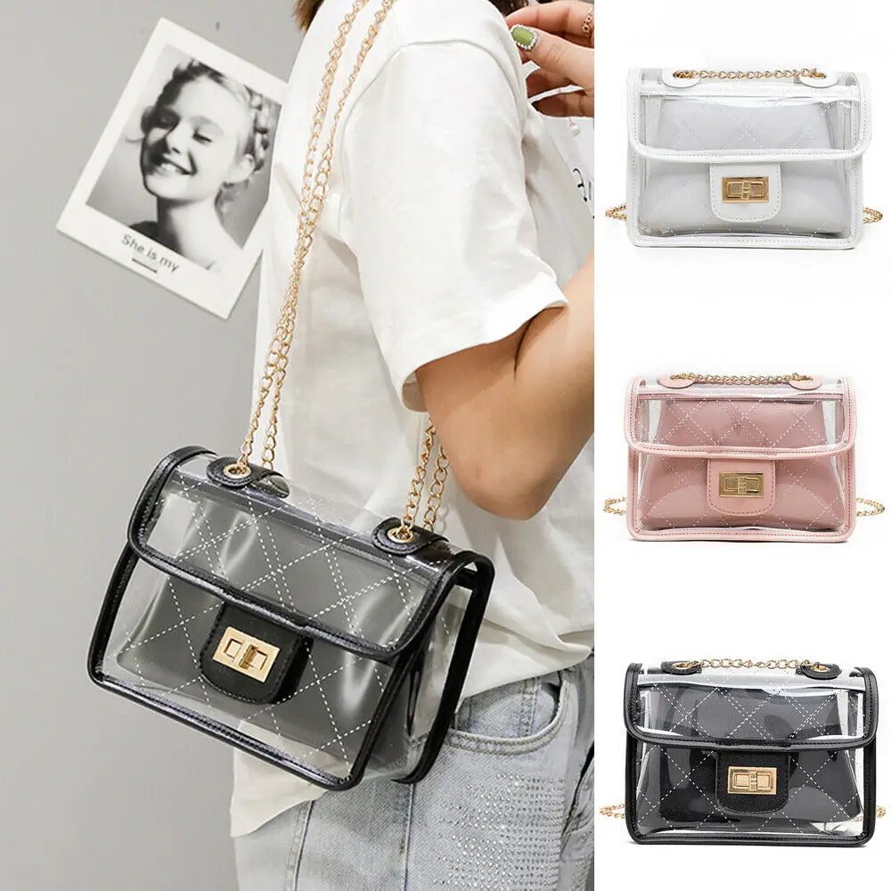 Fashion 2pcs women's shoulder bag transparent jelly Messenger handbag + clutch | Багаж и сумки