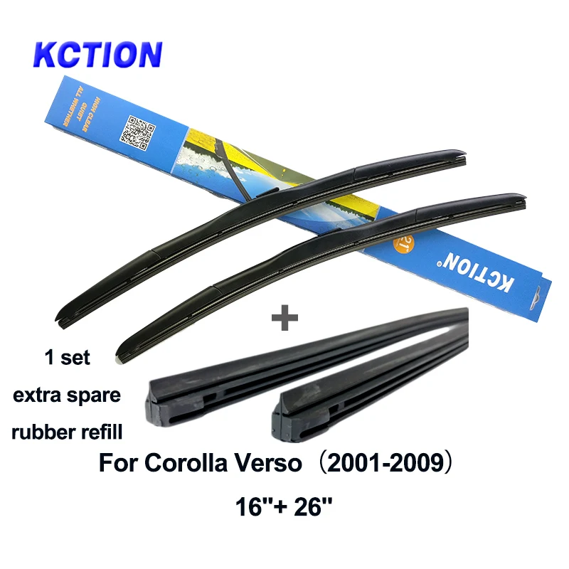 2pc front-1pc rubber Гибридный Дворник для ветрового стекла автомобиля лезвия для Защитные чехлы для сидений, сшитые специально для Toyota Corolla стеклоочиститель из натурального каучука Задний рычаг стеклоочистителя аксессуары 2006 2007 2008 2010 - Цвет: 2pc front-1pc rubber