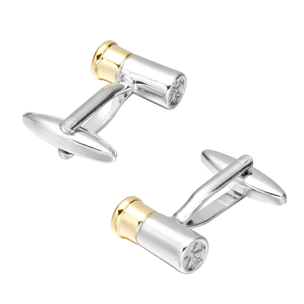 

MeMolissa Display Box Cufflinks Trendy Cylinder Cufflinks Silver with Gold High Quality Men's Cufflinks Free Tag & Wipe Cloth