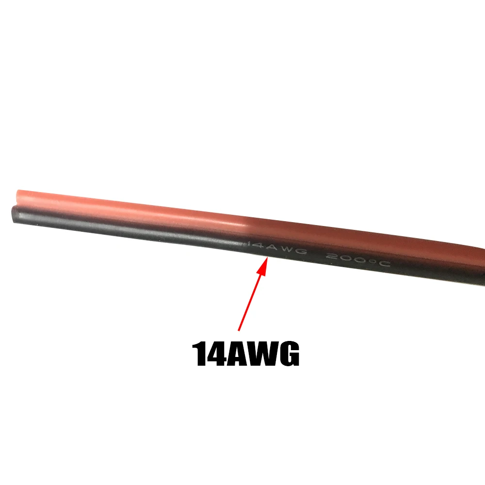 2pin 14awg Электрический провод с силиконовой оплеткой удлинитель шнур черный и