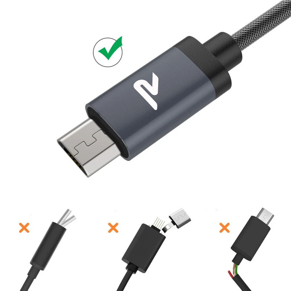 [2 шт./упак.] RAMPOW ажурный Micro USB кабель для samsung Galaxy S7/S6 2 0 Быстрый зарядный usb Xiaomi Redmi