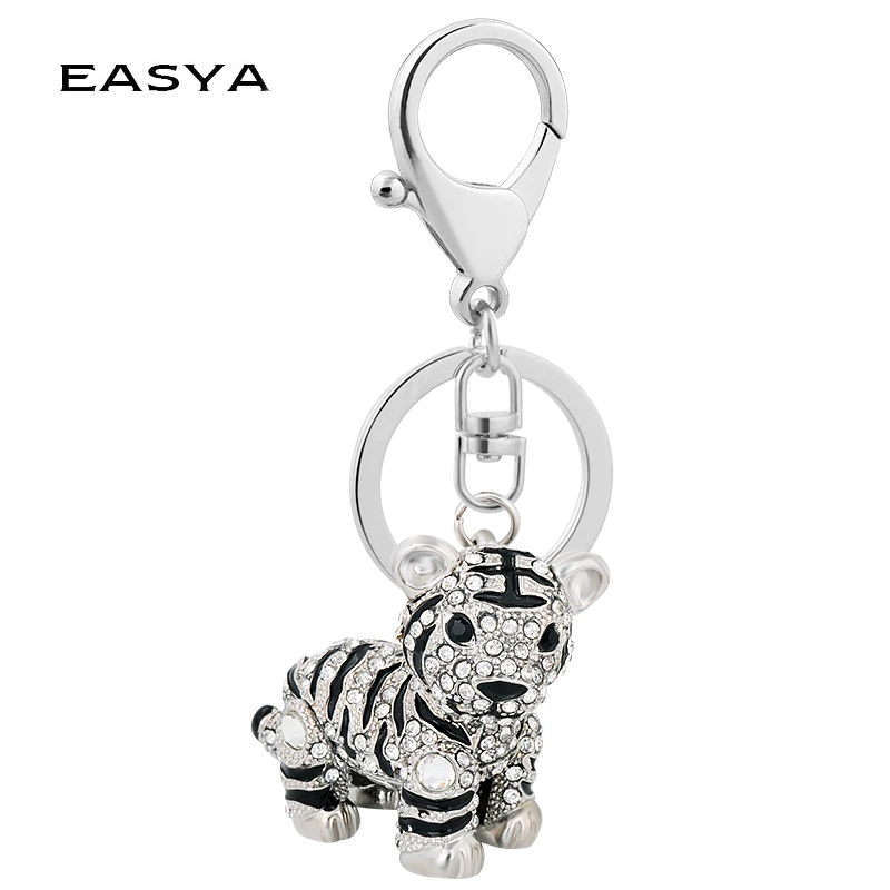

EASYA Creative Colorful Lovely Tiger Key Chains Gem Studded Luxury Pendant Key Holder Small Gifts for Friends Factory Wholesale