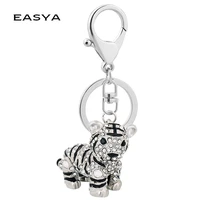 easya creative colorful lovely tiger key chains gem studded luxury pendant key holder small gifts for friends factory wholesale