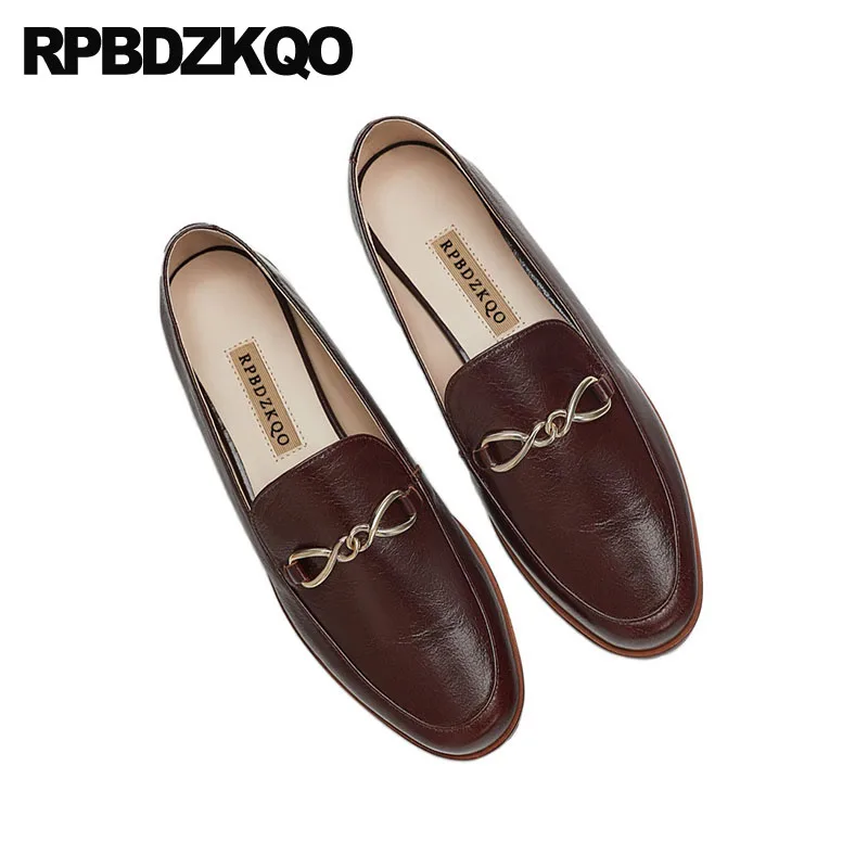 Лоферы на плоской подошве с цепочкой черные круглым носком большие размеры