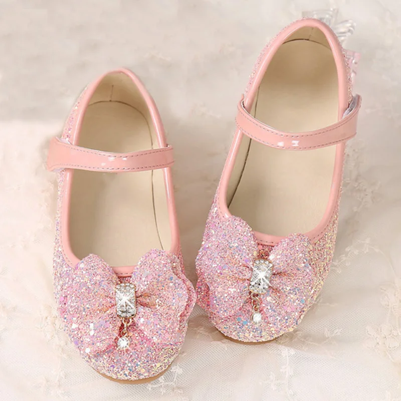 Light pink Детская обувь принцессы для девочек; обувь для свадебной вечеринки с блестками; детская обувь для маленьких девочек; школьная танцевальная обувь розового и золотого цвета - Цвет: Light pink