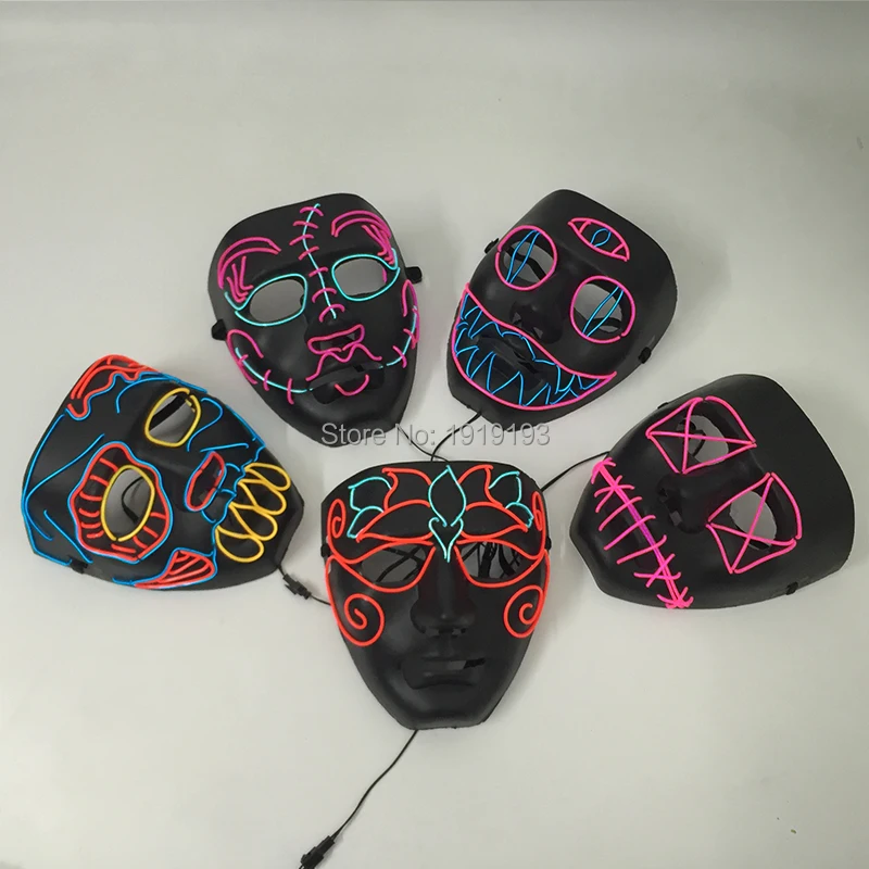 

Colorful Led Mask Birthday Kids Gift Light Up Glowing EL Wire Mask Grand Event Party Supplies Halloween Cosplay Decoration
