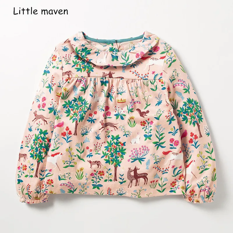 Детская брендовая одежда Little maven осенняя хлопковая футболка с длинными рукавами