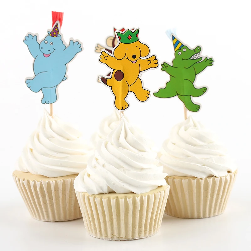 24pcs Happy Circus Party Supplies Cartoon Cupcake Toppers Pick Birthday Decoration Kids Favors |