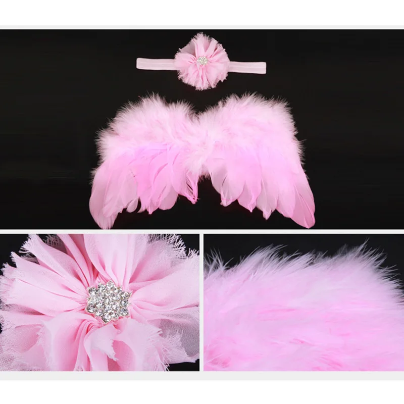 

Newborn Baby Cute Feather Angel Butterfly Wings with Big Flower Hairband Photography Props Set Baby Clothing Accessories