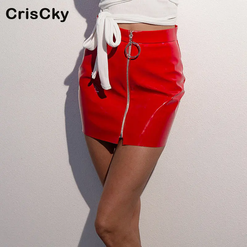 CRISCKY 2019 Высокая Талия пикантные вечерние юбки женские молнии Империя Лето мини из