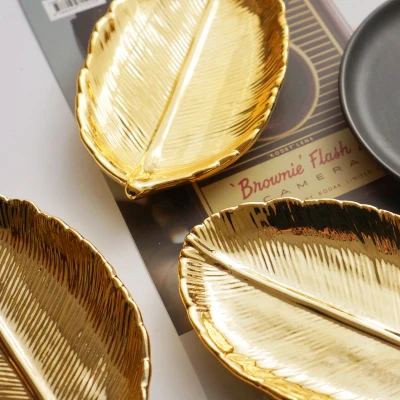 Золотой лист tide товары лоток десертная тарелка Ювелирное кольцо хранения для