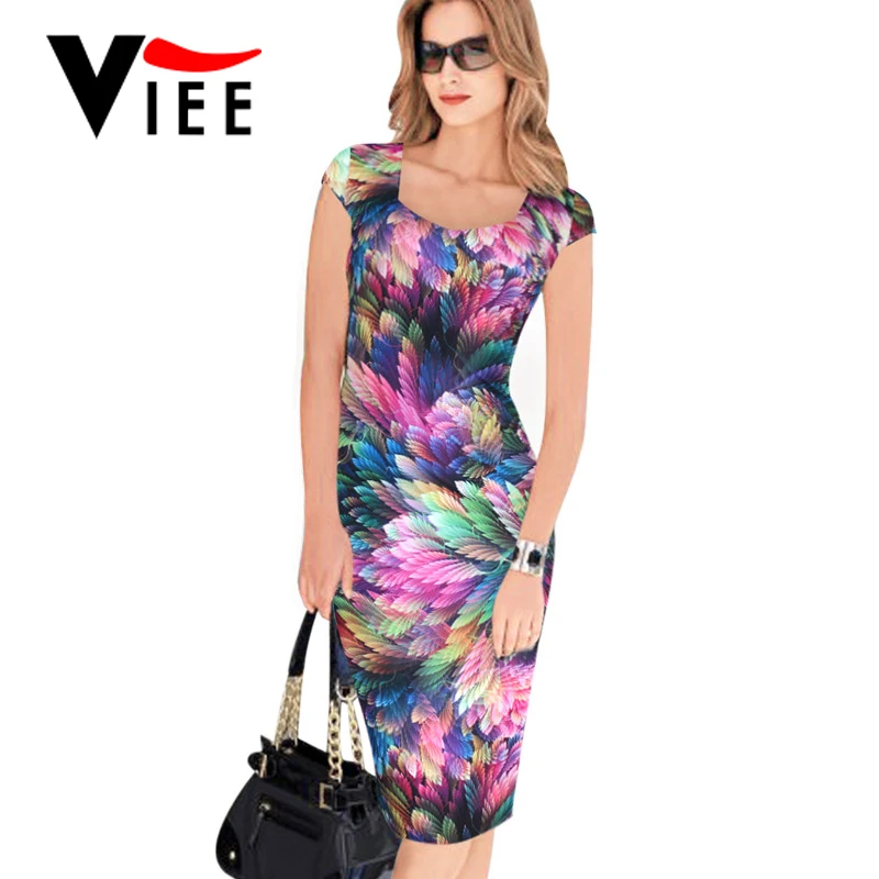 Летняя мода элегантные платья женщины Перо цветочный печати квадратный воротник