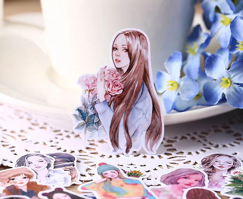 

33pcs mori women / fresh beauty / homemade stickers bags handbook stickers handbook peripheral line DIY Sticker Pakc photo album