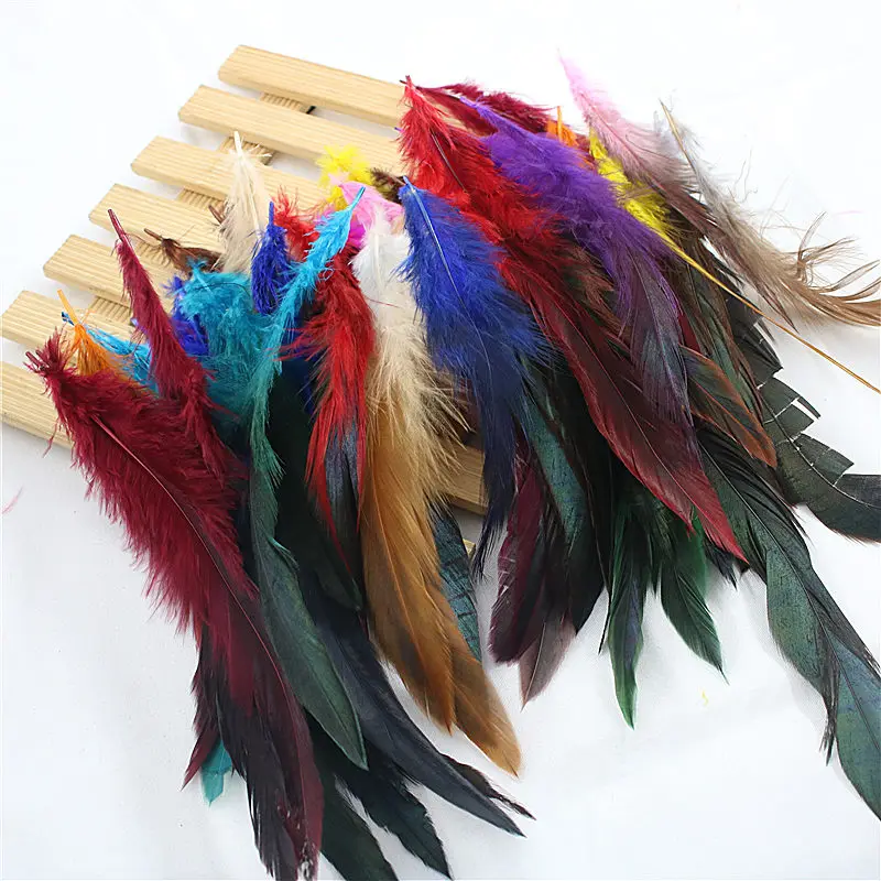 Mixed color Venda 50 pchs/lote barato plumas de penas, 5-8inch13-20cm, натуральный jóias pluma de penas de galinha penas galo cor DIY - Цвет: Mixed color