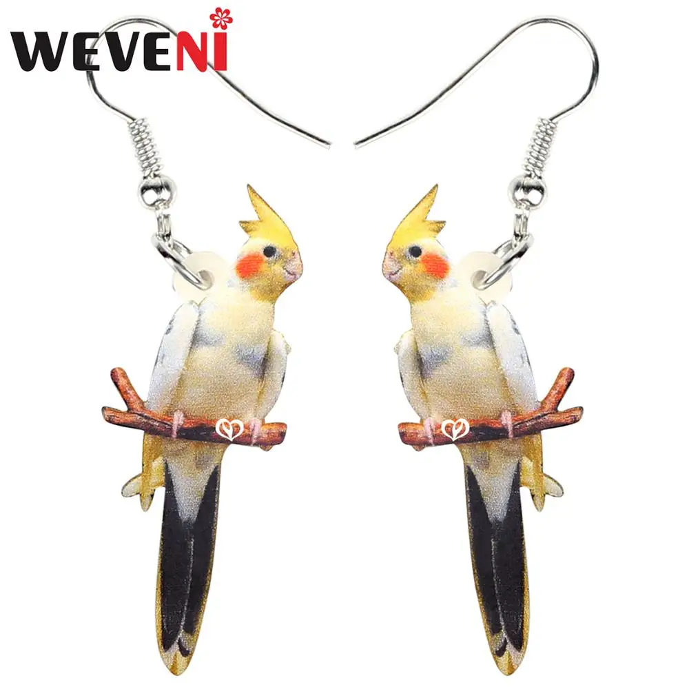 Милые акриловые серьги WEVENI Cockatoo в форме птицы большие длинные висячие модные