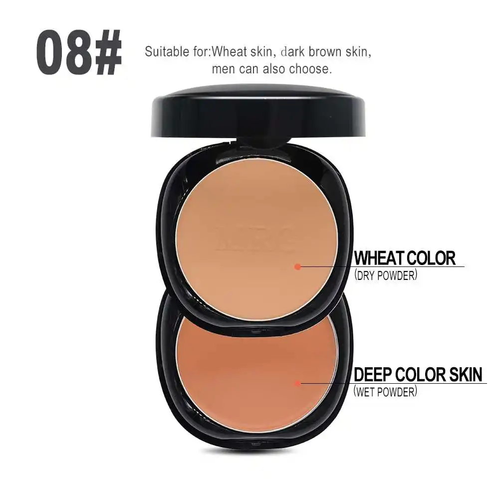 dark face powder MRC основа для лица двойной крем и пудра компактная палитра базовый контур макияж палитра консилер с пуховкой - Цвет: dark face powder
