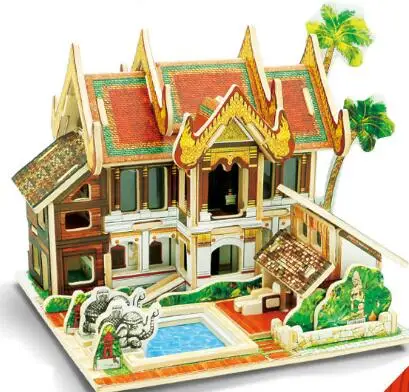 3D пазл дом Строительные Деревянные игрушки для детей коттеджи деревянная