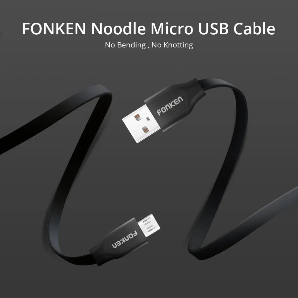 FONKEN Лапша USB кабель Micro зарядный 3A Макс быстрое зарядное устройство Шнур для банка