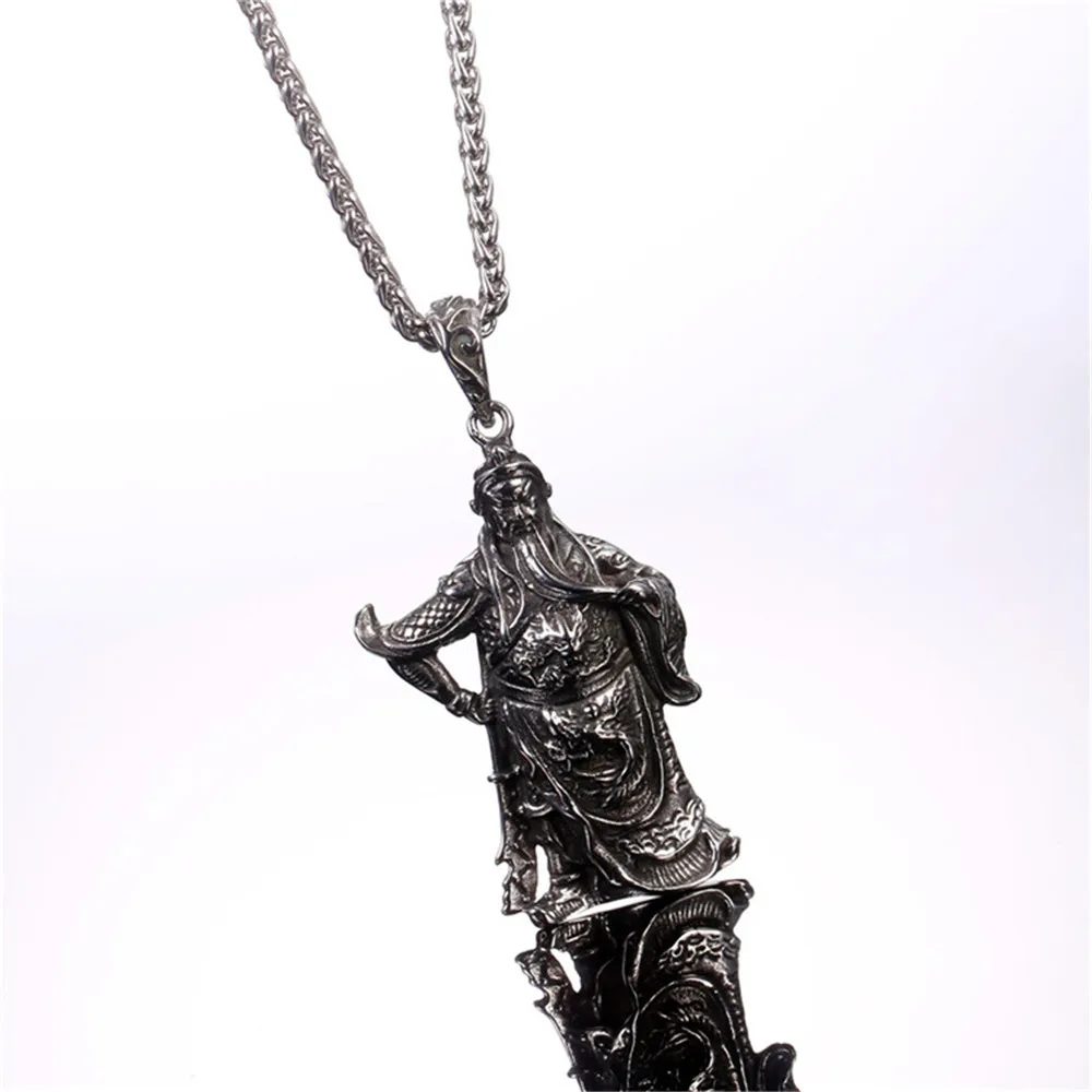 Невыцветающее мужское ожерелье с кулоном Guan Yu из нержавеющей стали 316L цепочкой