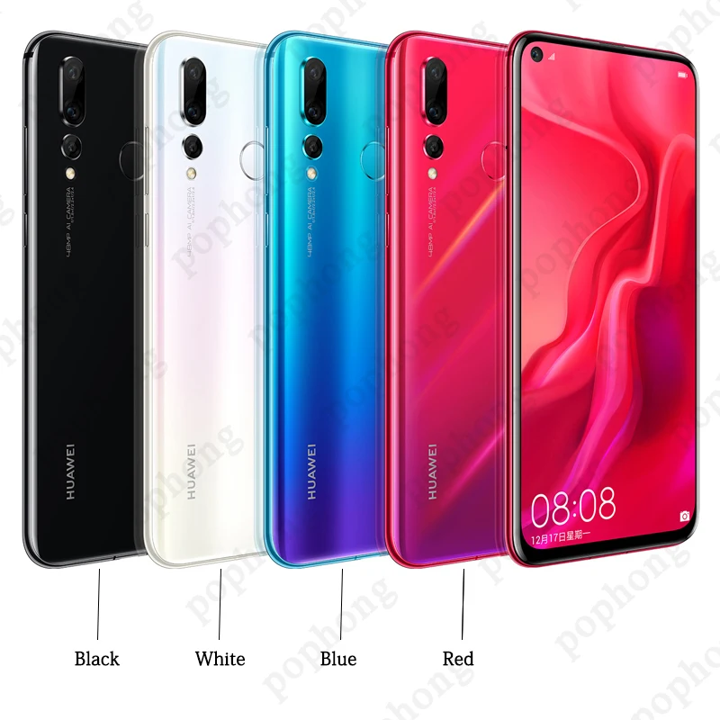 HUAWEI NOVA 4 LTE сотовый телефон 6,4 дюймов 6 ГБ 128 ГБ Kirin 970 Восьмиядерный Android 9,0 отпечатков пальцев 4* камеры