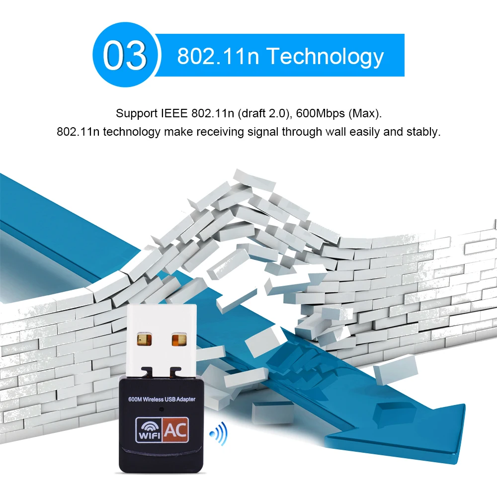 USB wi fi адаптер 600 Мбит/с 2 4 + 5 8 ГГц 802.11ac|Сетевые карты| |