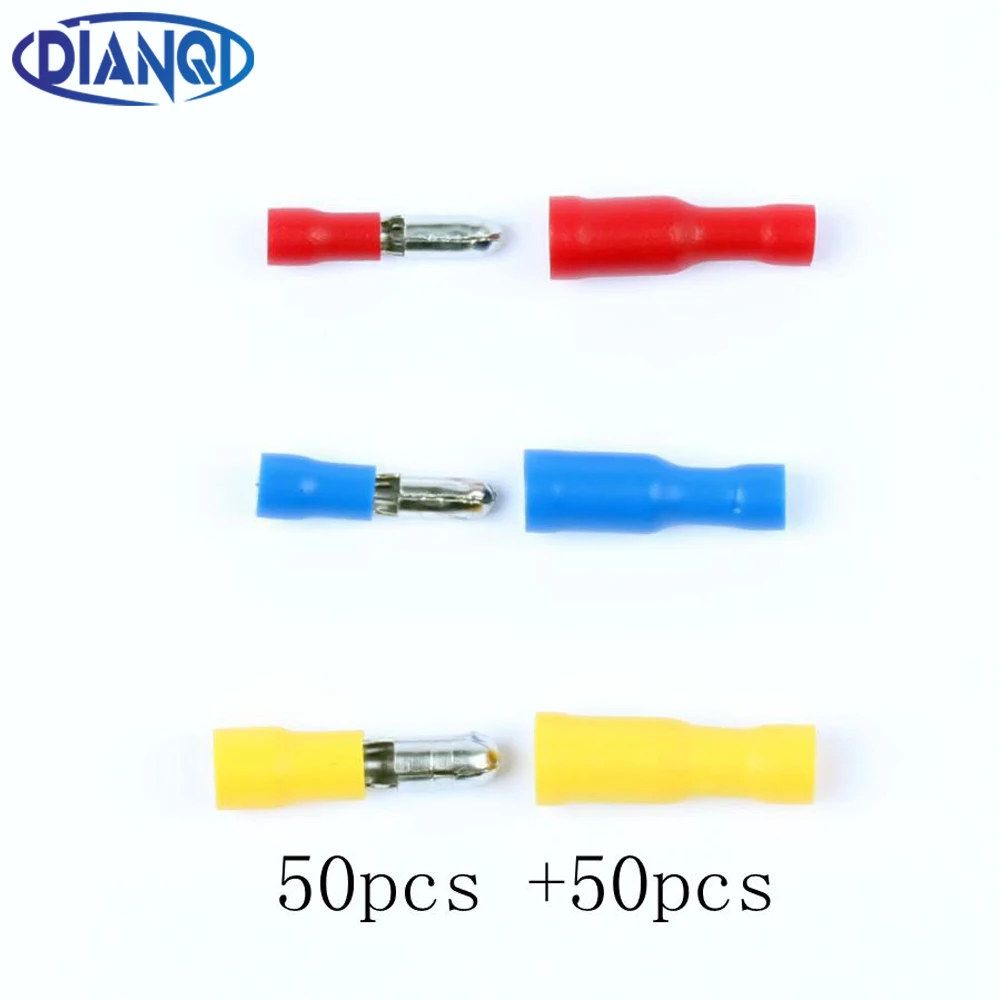 

DIANQI MPD+FRD 100PCS Bullet Shaped Female Male Insulating Joint Wire Connector Electrical Crimp Terminal FRD+MPD MPD FRD