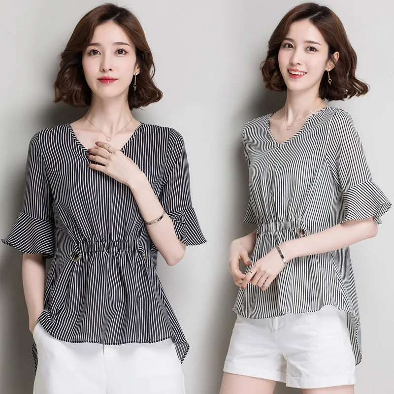 Женская блузка с круглым вырезом Повседневная Блузка рукавом-шарфом женская