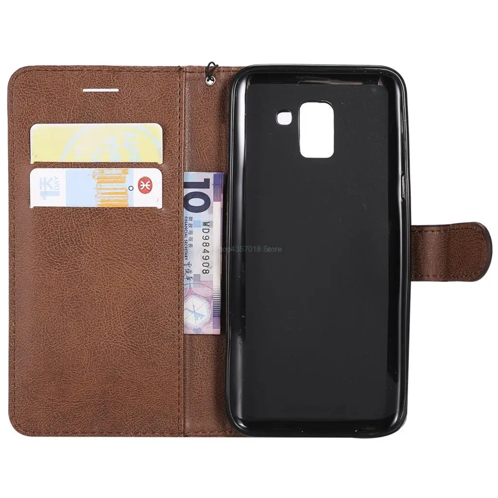Чехол книжка для Samsung Galaxy J2 J4 J6 J 6 J7 J8 2018 J600 J600F J600F/DS кожаный чехол бумажник J1 J3 J5 2016