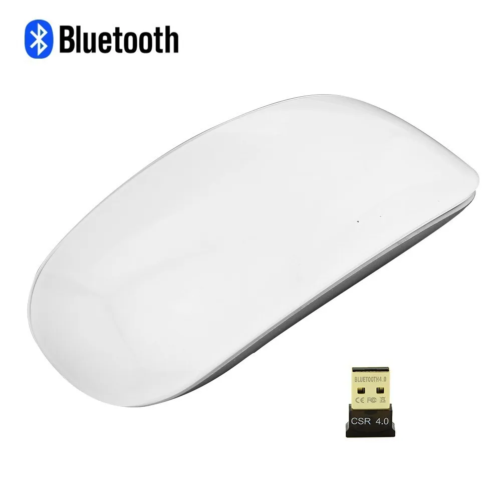 white and adapter Волшебная Bluetooth тонкая Arc компьютерная 2 мышь для ноутбука microsoft беспроводная сенсорная оптическая ПК Mause эргономичная офисная мышь для Macbook - Цвет: white and adapter