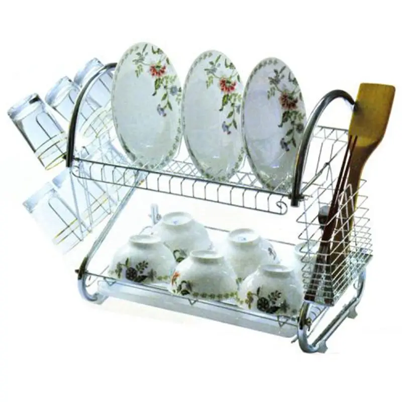 

Stainless Steel S Type Multifunctional Rack 9 Word Draining Racks Kitchen Storage Double Shelf