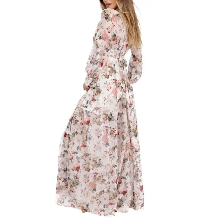 Женское длинное платье с цветочным принтом Boho пляжное большого размера XXXL