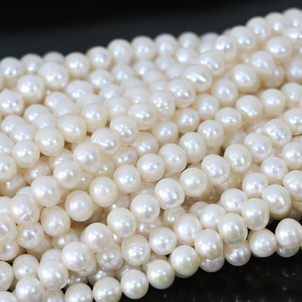Лидер продаж элегантные круглые бусины с белым искусственным пресноводным