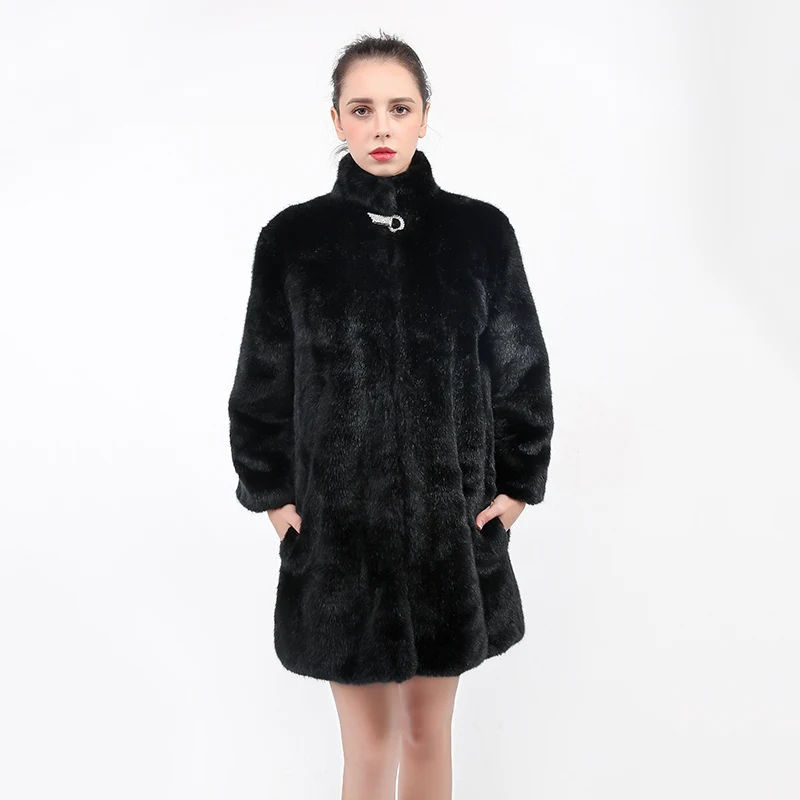 Новинка женское меховое пальто из лисьего меха и енота 2019 Женский Длинный жилет с