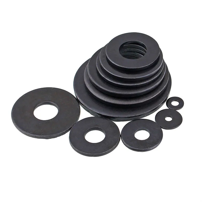100Pcs DIN125 ISO7089 M2 M2.5 M3 M4 M5 M6 M8 Carbon Steel Flat Machine Washer Plain Black Washer Furniture Gaskets