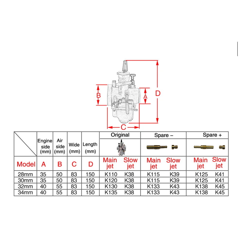 Мотоциклетный карбюратор Alconstar 28 30 32 34 мм КАРБЮРАТОР OKO с power jet Carb JOG DIO CR125 NSR50 NSR80