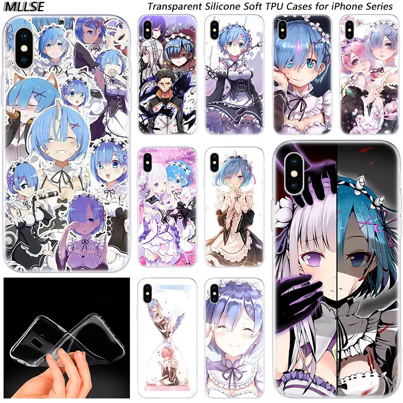 Силиконовый чехол ReZERO Ram Rem для Apple IPhone 11 Pro XS Max X XR 7 8 6 6s Plus из ТПУ мягкий s|Бамперы| |
