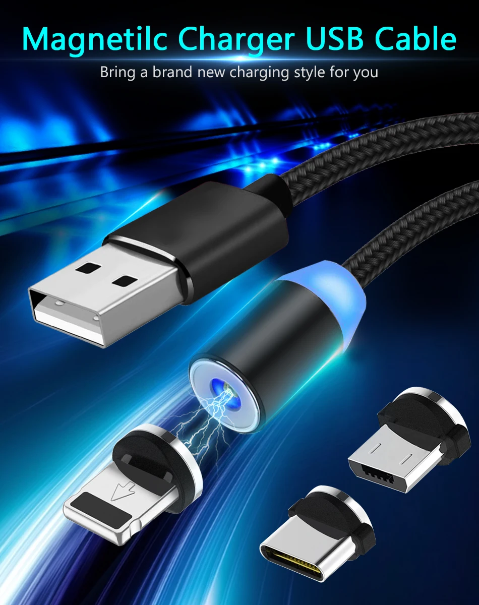 5 шт./цельный Магнитный usb-кабель для зарядки iPhone, samsung, Xiaomi, huawei, для всех смартфонов IOS type-C, микро-usb штекер, кабели, зарядное устройство