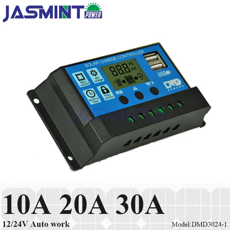 10A 20A 30A 12 V/24 V авто работа ШИМ Солнечный контроллер заряда с ЖК дисплеем двойной 5V 3A