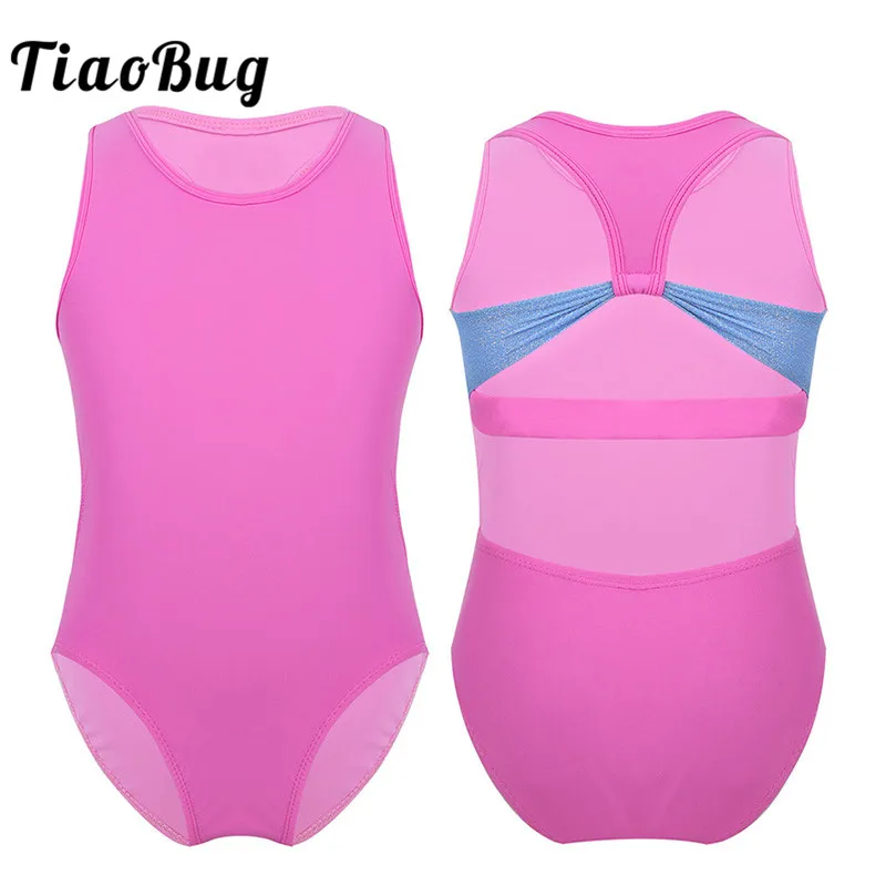 TiaoBug/детский Блестящий балетный купальник для подростков черный розовый