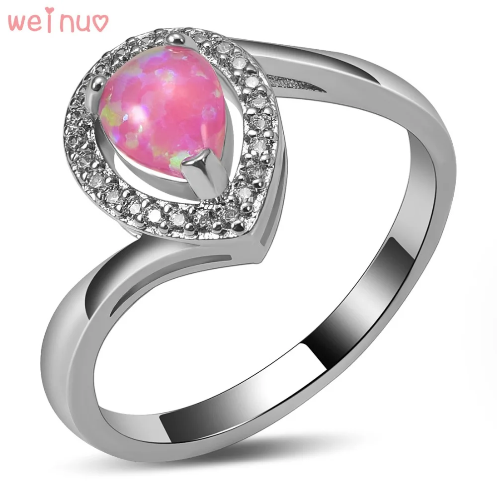Женское кольцо из серебра 925 пробы с розовым огненным опалом|ring size|ring size 5crystal ring |