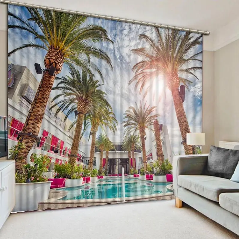 Роскошные занавески s 3D с ландшафтом затемняющие для спальни гостиной или