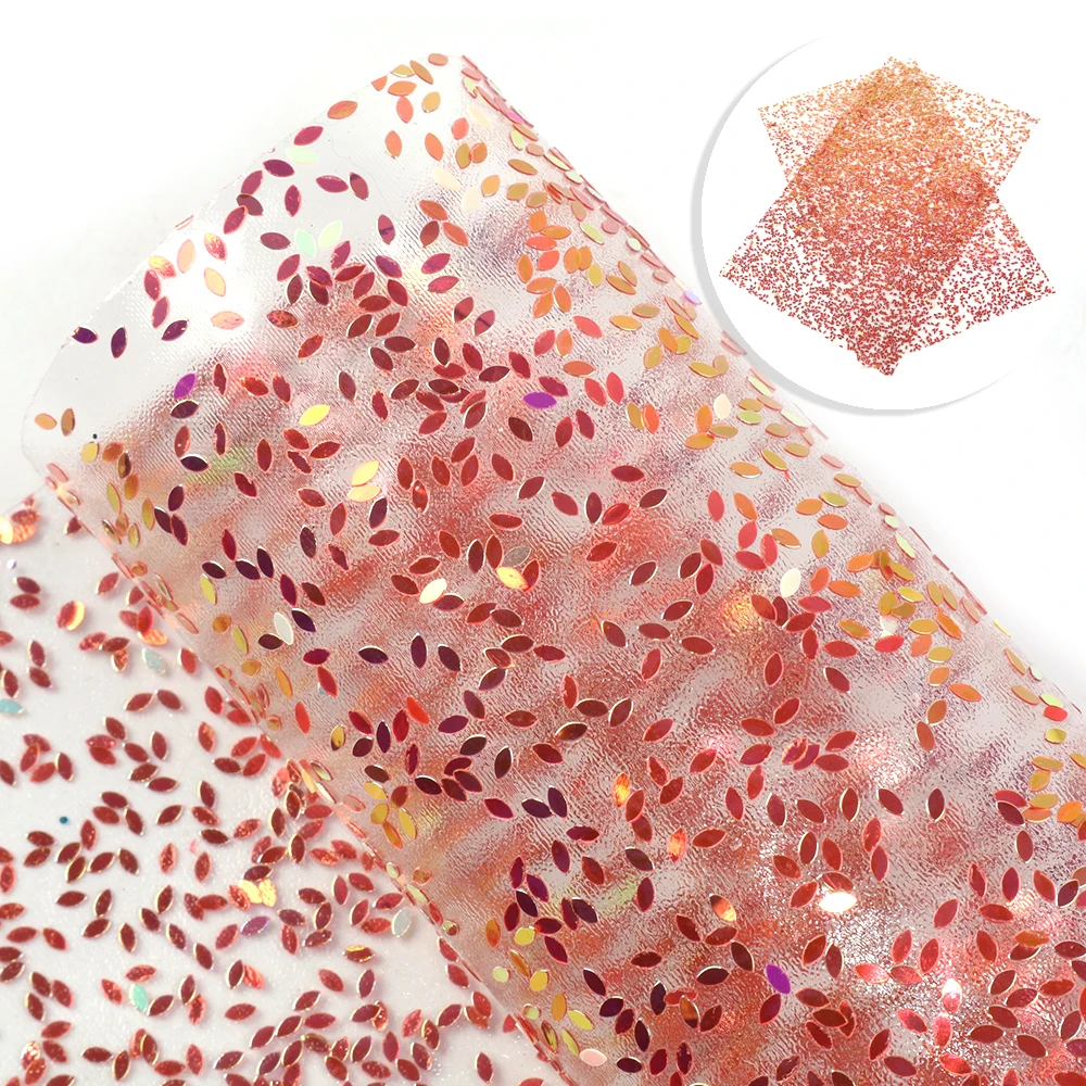 New 20*34cm Transparent with Sequins Faux Synthetic Leather For Bow-knot bags Wallet Scrapbook Phone Case DIY,1Yc6722 - Цвет: 1085427002