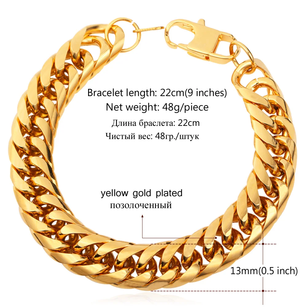 Массивные звенья цепи браслеты для мужчин модные ювелирные изделия из