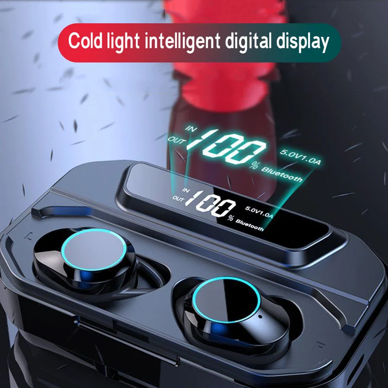 3300 мАч LED Smart Power Bank G02 TWS 5 0 Bluetooth 9D стерео наушники беспроводные IPX7